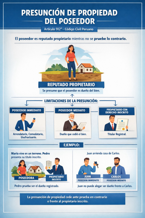 Presunción de propiedad del poseedor: ¿qué establece el artículo 912 del Código Civil peruano?
