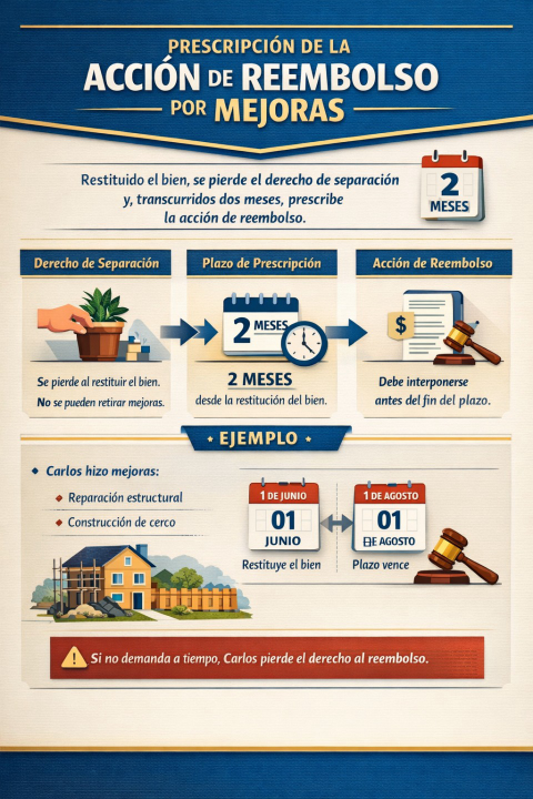 Prescripción de la acción de reembolso por mejoras: ¿cuándo se pierde el derecho de separación y cuándo prescribe la acción de reembolso?