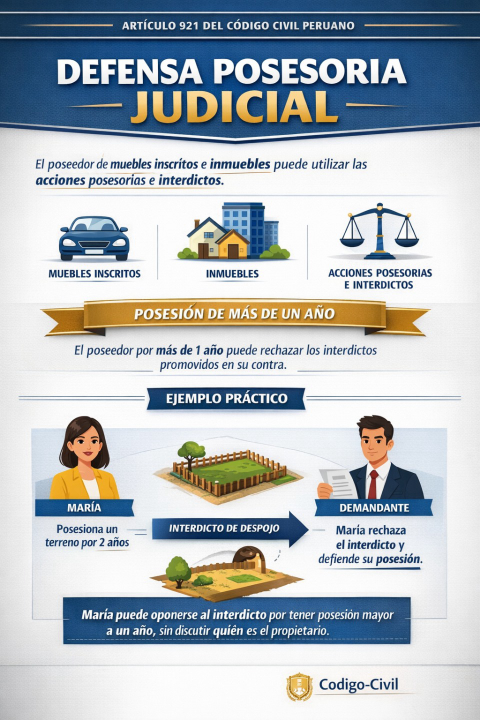 Defensa posesoria judicial: ¿qué establece el artículo 921 del Código Civil peruano?