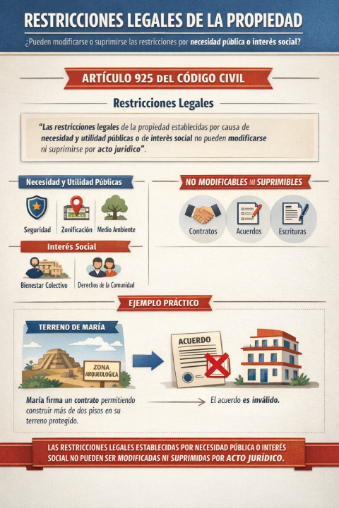 Restricciones legales de la propiedad: ¿pueden modificarse o suprimirse las restricciones legales establecidas por necesidad pública o interés social?