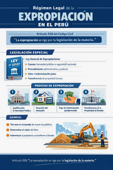 Expropiación: ¿cómo se regula la expropiación según el artículo 928 del Código Civil peruano?