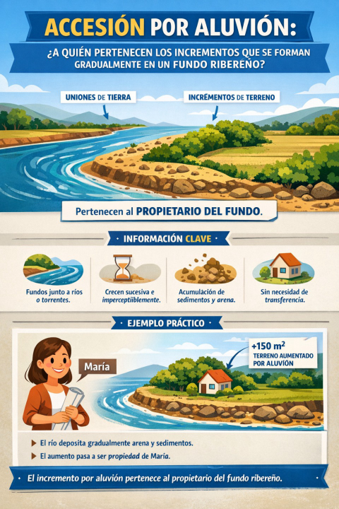 Accesión por aluvión: ¿a quién pertenecen las uniones de tierra e incrementos que se forman gradualmente en un fundo ribereño?