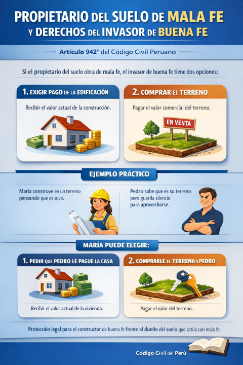 Propietario del suelo de mala fe: ¿qué derechos tiene el invasor que construyó de buena fe en terreno ajeno?