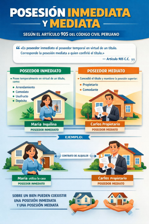 Posesión inmediata y mediata: ¿qué establece el artículo 905 del Código Civil peruano?