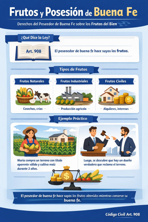 Posesión de buena fe y los frutos: ¿qué derechos tiene el poseedor de buena fe sobre los frutos del bien?