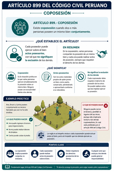Coposesión: ¿qué establece el artículo 899 del Código Civil peruano sobre la coposesión?