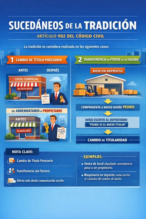 Sucedáneos de la tradición: ¿cuándo se considera realizada la tradición aunque no exista entrega material del bien?