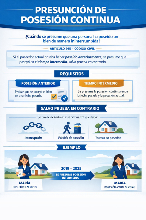 Presunción de posesión continua: ¿cuándo se presume que una persona ha poseído un bien de manera ininterrumpida?
