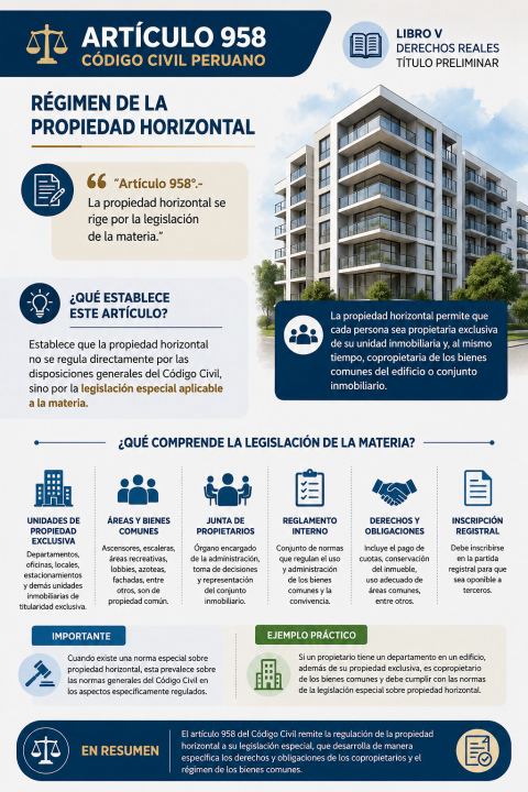 Propiedad horizontal: ¿qué establece el artículo 958 del Código Civil peruano?