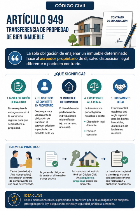 Transferencia de propiedad de bien inmueble: ¿cuándo se adquiere la propiedad de un inmueble según el artículo 949 del Código Civil?