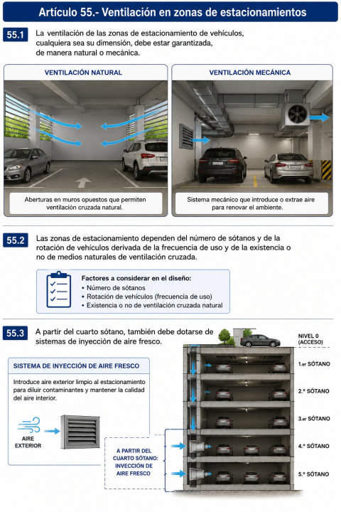 Ventilación en zonas de estacionamientos: ¿qué requisitos debe cumplir la ventilación de los estacionamientos según la Norma A.010?