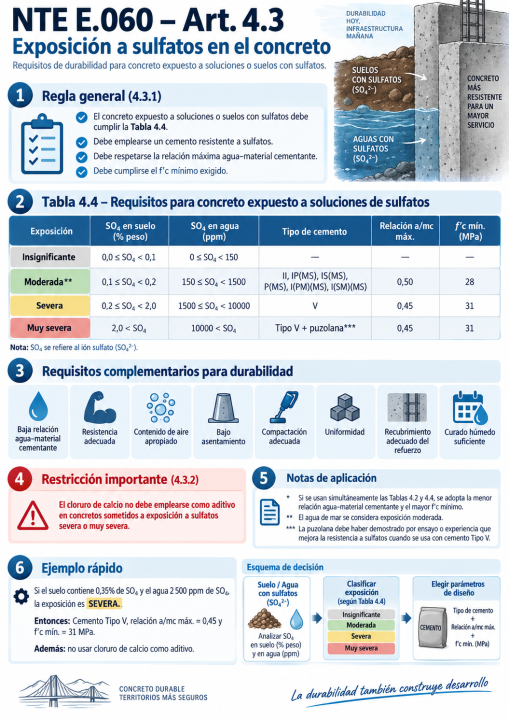 Exposición a sulfatos: ¿qué requisitos debe cumplir el concreto expuesto a soluciones o suelos que contienen sulfatos?